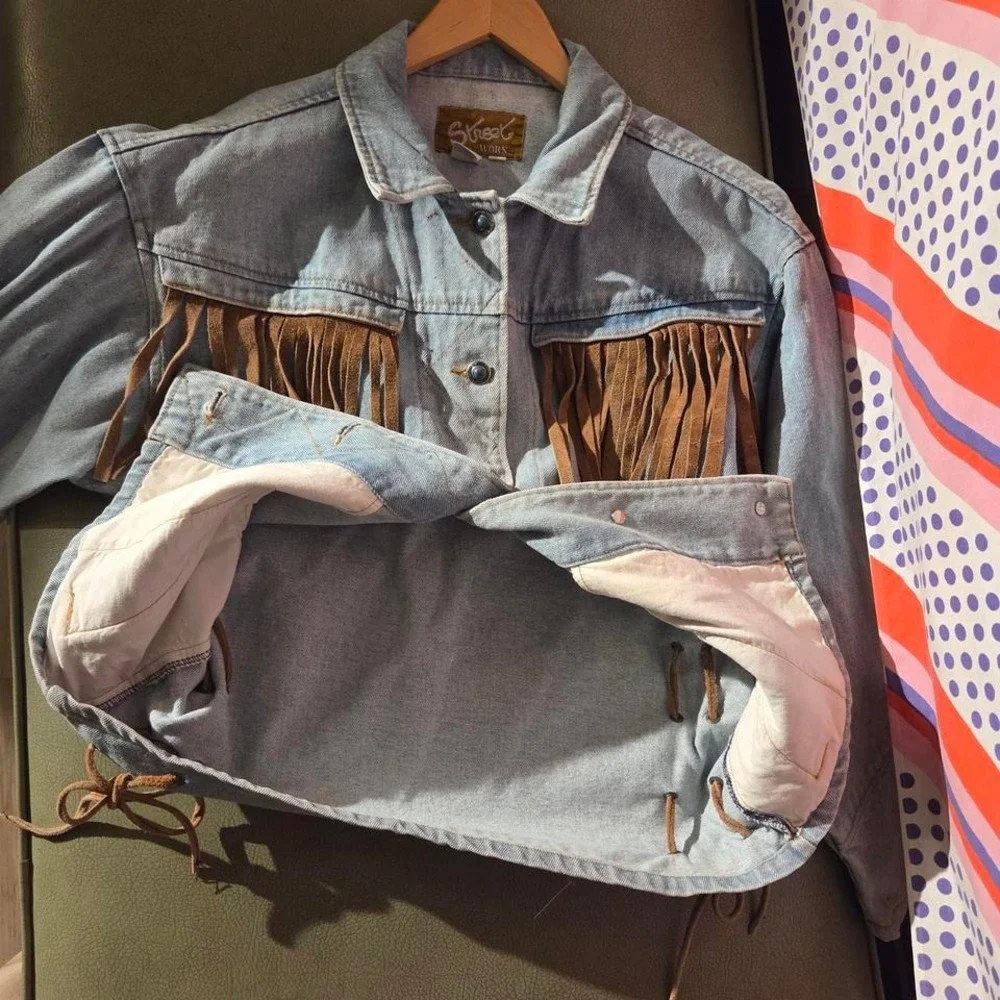 Vintage 1980s denim frill jacket - Picture 5 of 6